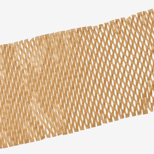 Nahaufnahme von gedehntem Wabenpapier mit sichtbarer Wabenstruktur.