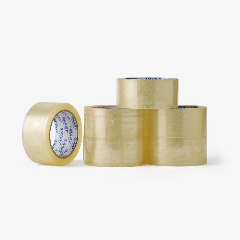 Set aus sechs transparenten, acrylbasierten Packbändern - ideal zum Verschließen von Kartons und Paketen.