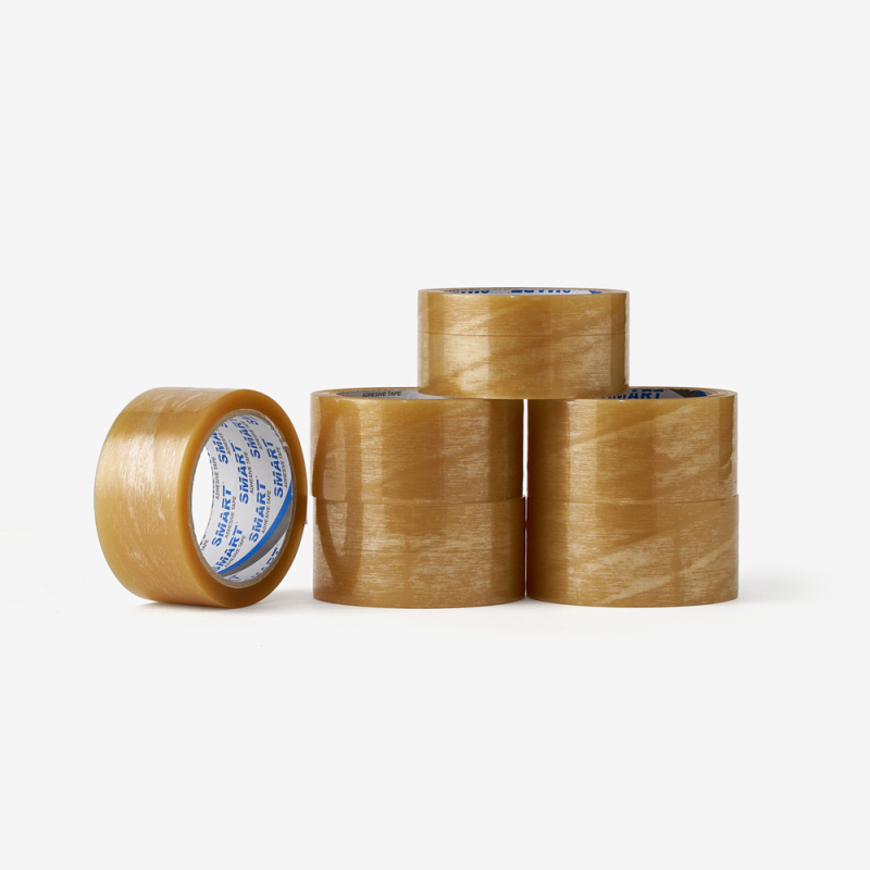 Set aus sechs transparenten Verpackungsklebebändern Hotmelt – ideal zum Verschließen von Kartons und Paketen.