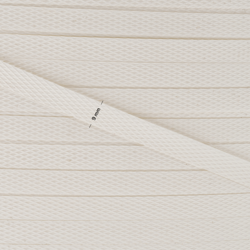 Nahaufnahme der Struktur des 9-mm-Polypropylenbands zum Umreifen von Ladungen.