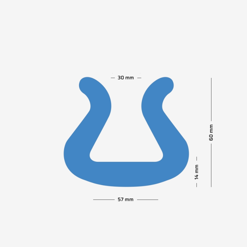 Maßskizze des U TULIP-Profils aus Polyethylenschaum
