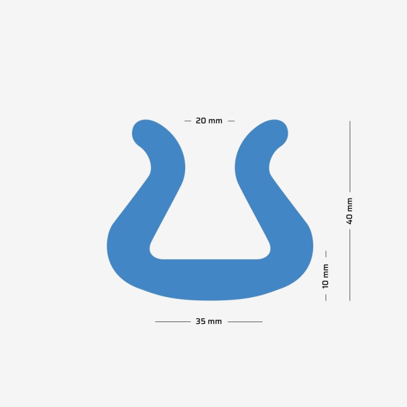 Maßskizze des U TULIP-Profils aus Polyethylenschaum