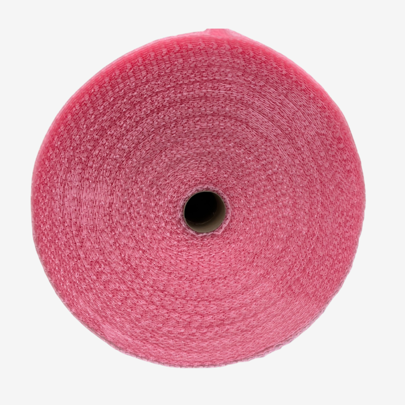 Querschnitt der rosa antistatischen Luftpolsterfolie.
