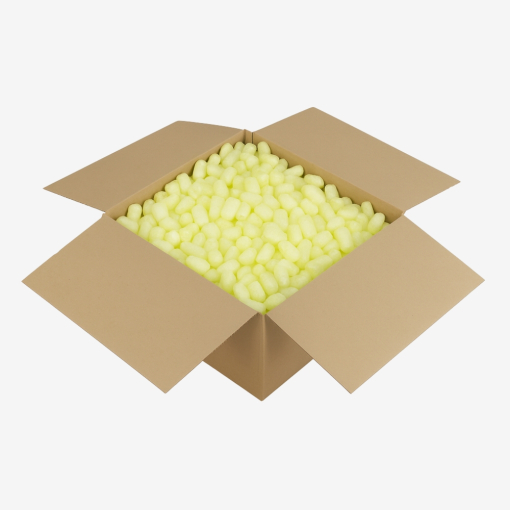 200-Liter-Sack gefüllt mit gelbem, umweltfreundlichem Skropak in Zylinderform.