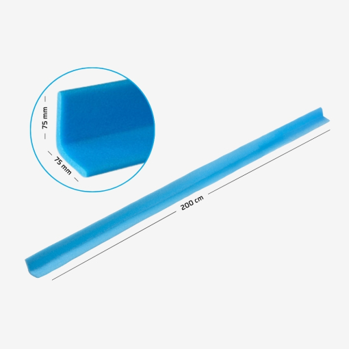 L-Profil aus Polyethylenschaum in Querschnitt- und Seitenansicht