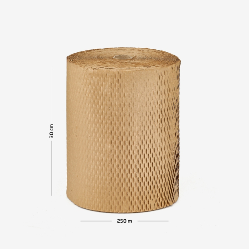 Nahaufnahme von gedehntem Wabenpapier mit sichtbarer Wabenstruktur.