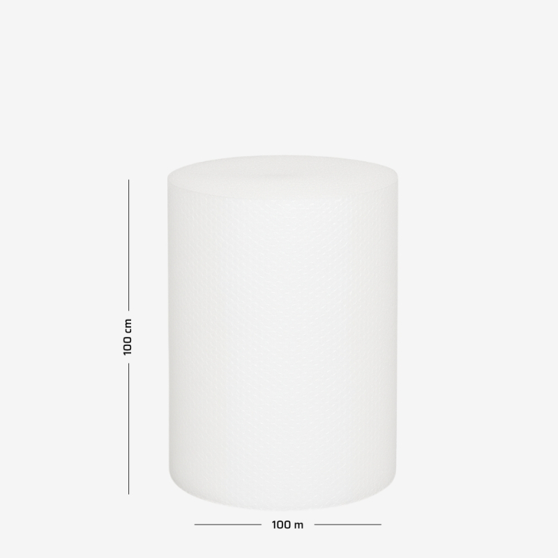 Luftpolsterfolie auf Rolle B1 100 cm– leichte, zweilagige, kernlose Ausführung mit Maßen