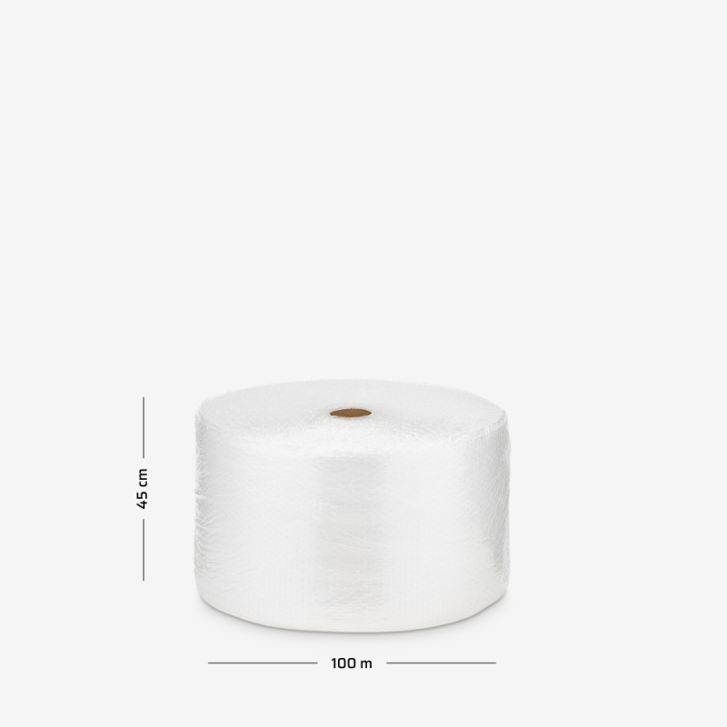 Luftpolsterfolie B4, 3-lagig, auf grauem Hintergrund mit Maßen – zum Schutz empfindlicher Produkte.