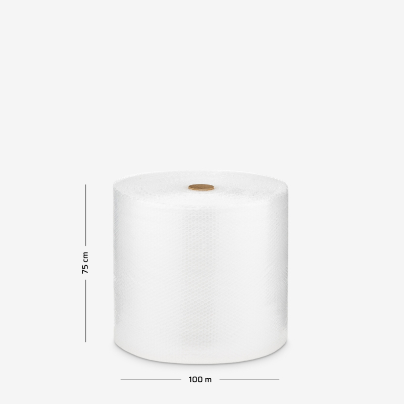 Luftpolsterfolie B4, 3-lagig, auf grauem Hintergrund mit Maßen – zum Schutz empfindlicher Produkte.