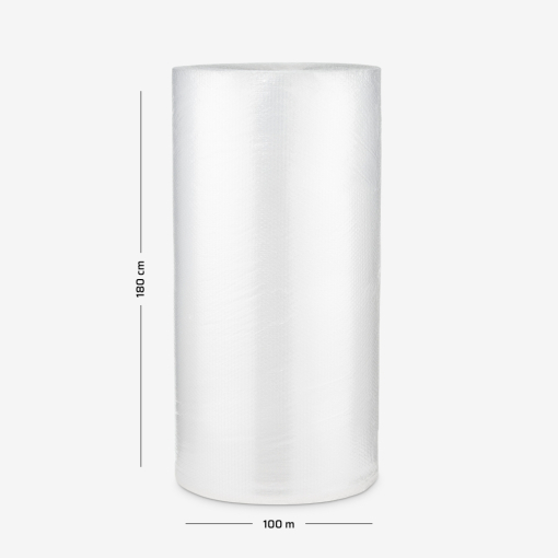 Luftpolsterfolie B4, 3-lagig, auf grauem Hintergrund mit Maßen – zum Schutz empfindlicher Produkte.