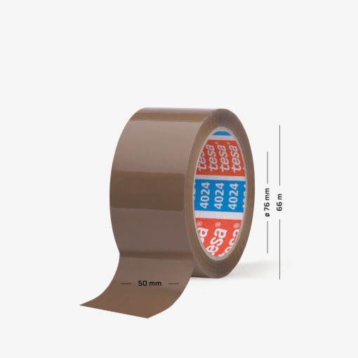 Braunes tesa® 4024 Verpackungsband zum sicheren Verschließen von Kartons und Paketen.