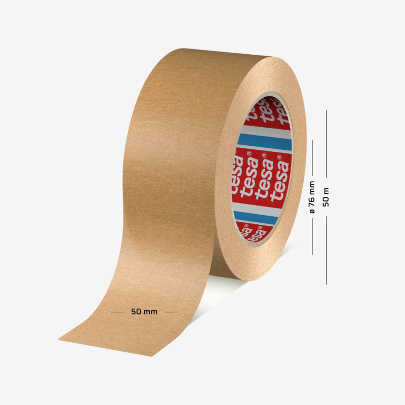Rolle des braunen TESA® 4713 Papierklebebands mit 50 mm Breite und 50 m Länge