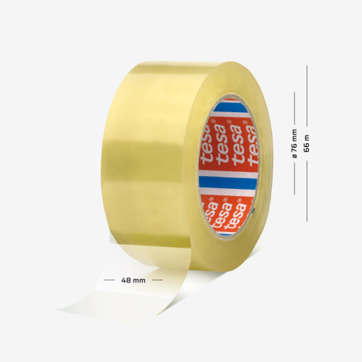 Transparentes Verpackungsband tesa® 4280 PV0 mit 48 mm Breite und 66 m Länge auf einer 76-mm-Hülse