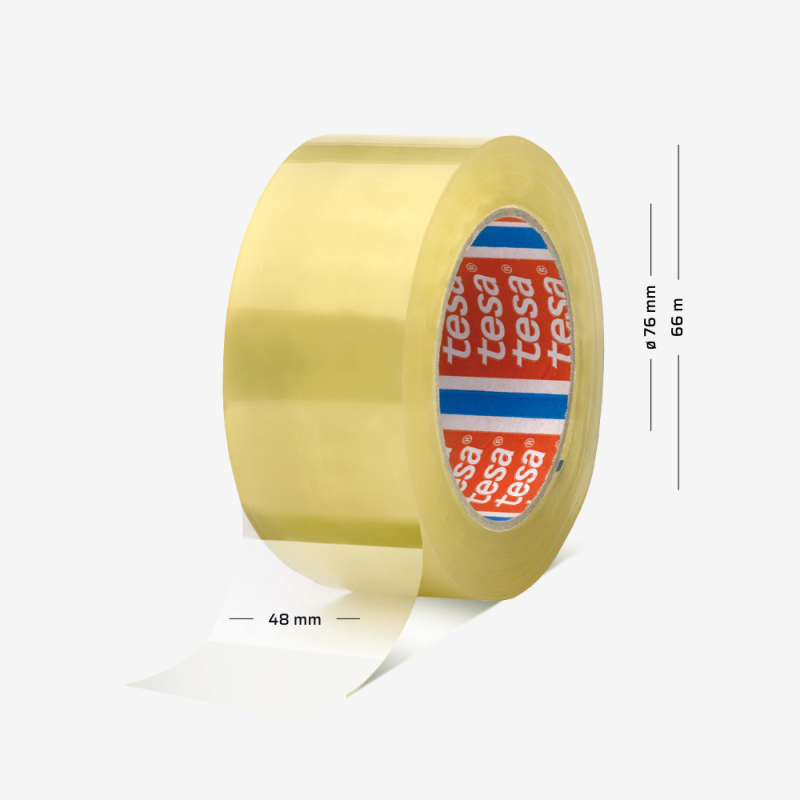 Transparentes Verpackungsband tesa® 4280 PV0 mit 48 mm Breite und 66 m Länge auf einer 76-mm-Hülse
