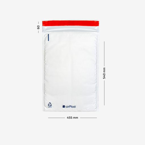 Stabile Luftpolsterfolie-Versandtasche N22 mit Maßangaben – Breite: 455 mm, Länge: 540 mm.